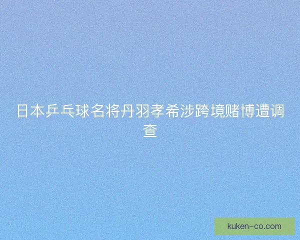 日本乒乓球名将丹羽孝希涉跨境赌博遭调查